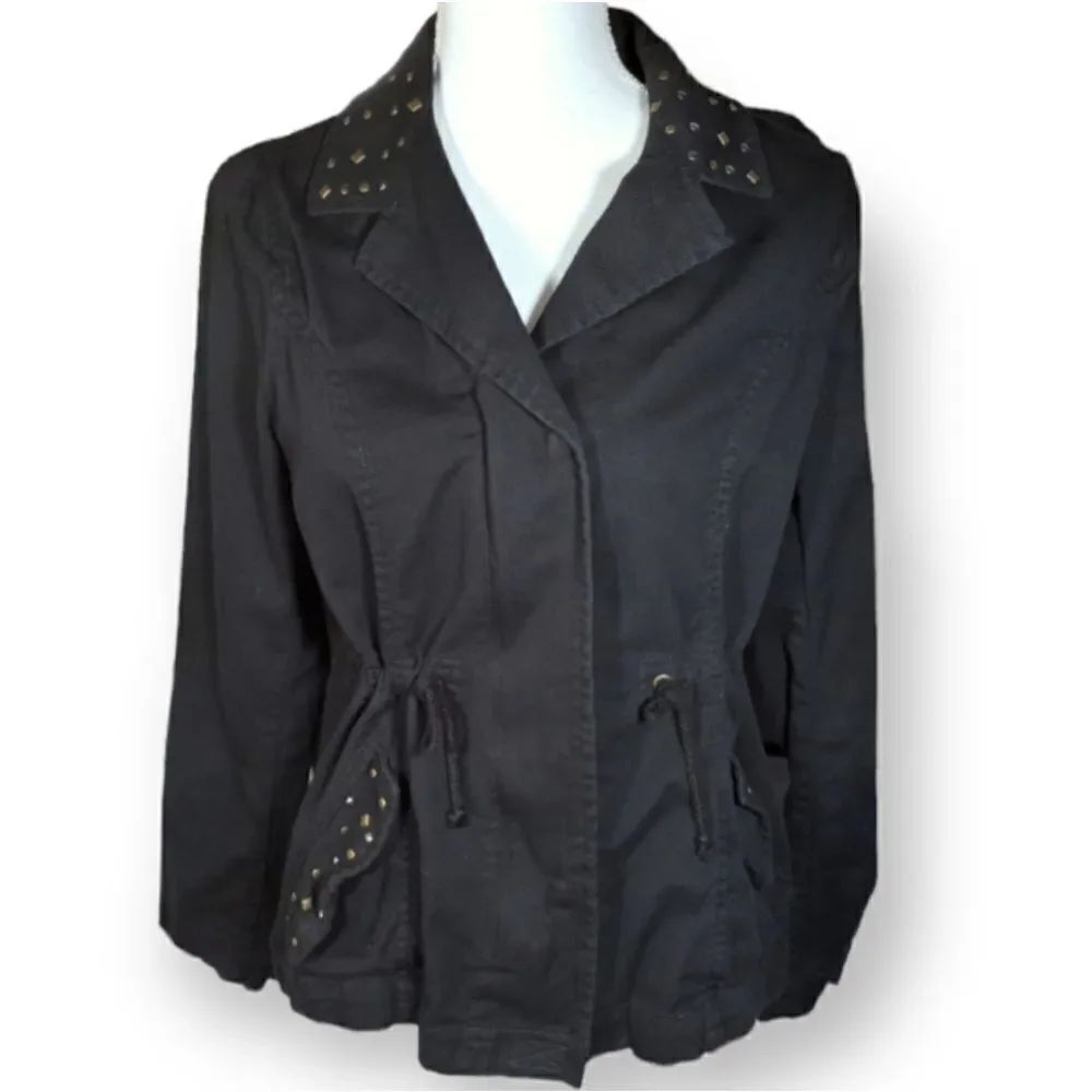 RELATIVITY BLACK STUDDED UTILITY JACKET SZ.S EUC
